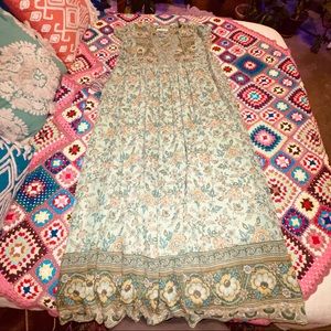 SPELL & THE GYPSY Folk Song House Gown Turquoise M NWT